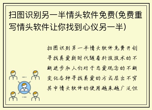 扫图识别另一半情头软件免费(免费重写情头软件让你找到心仪另一半)